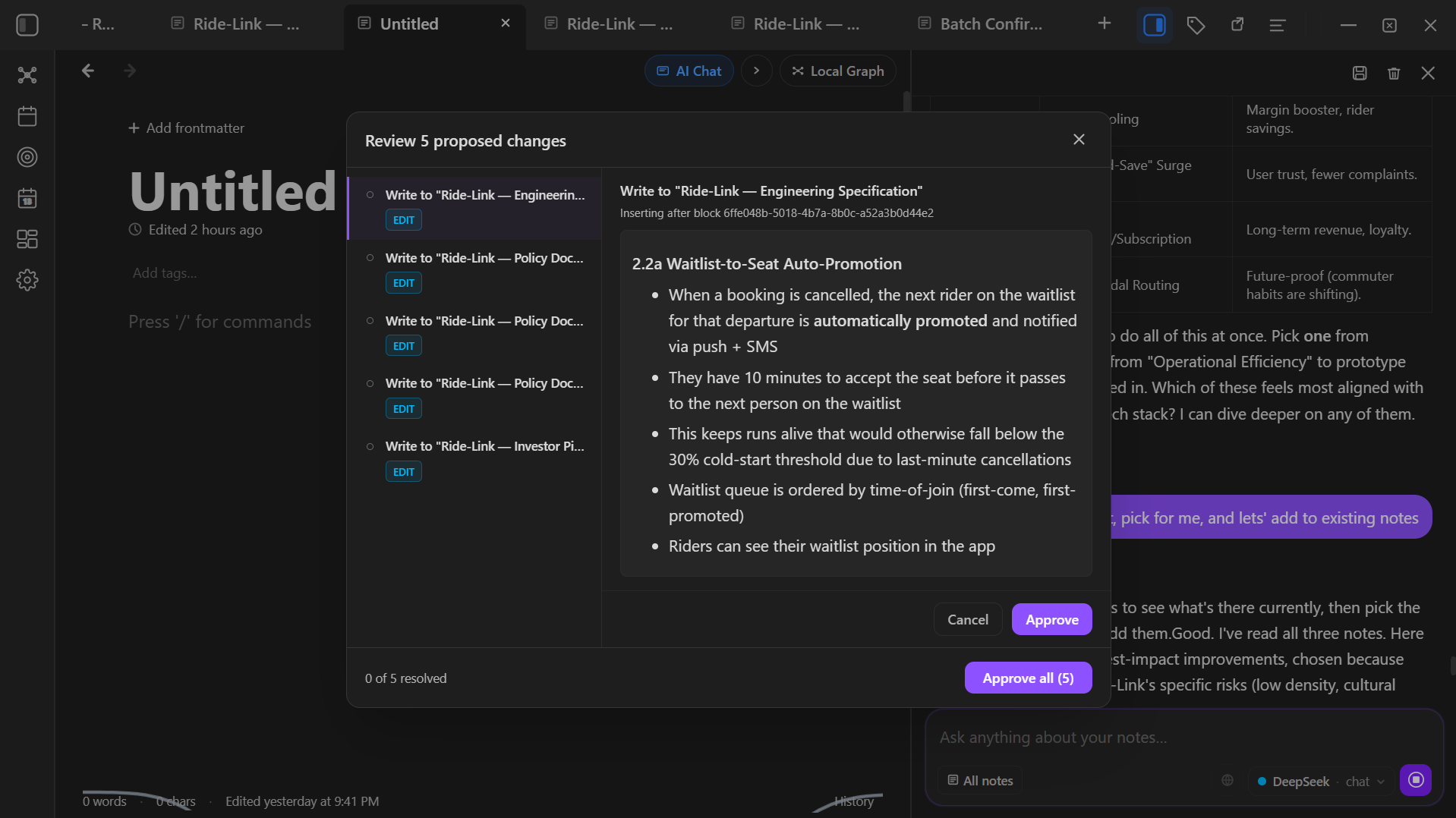 Idemora's AI confirmation gate, previewing a proposed change before it's applied